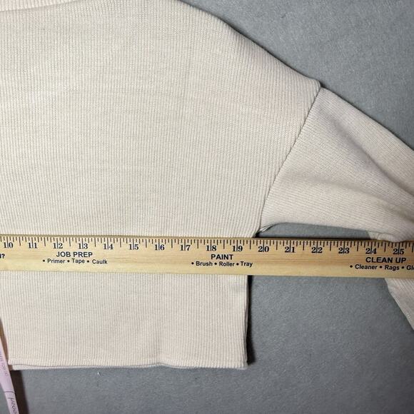 Choosy Elsa Cream Cropped Slouchy Slit Bell Sleeve Boxy Sweater Size Small New - Picture 8 of 10